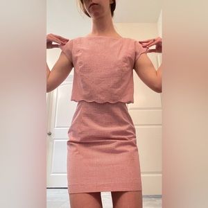 Lauren James Red and White Striped Scallop Top Open-Back Dress - XS